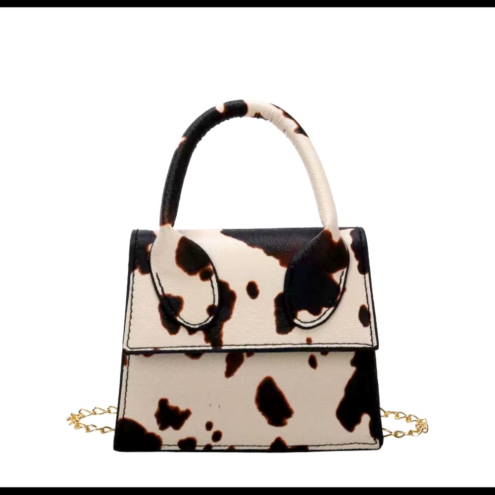Cream cow print mini